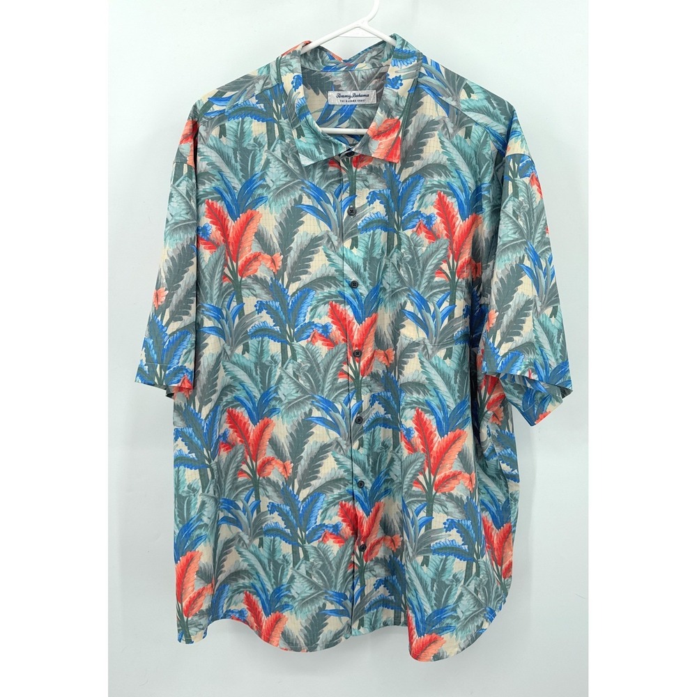Tommy Bahama Button Down Shirt The Coast Mens 2XLB Tropical Palm Print